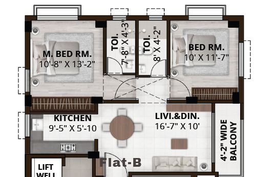Delta Infra Heights Broadway 2 BHK Floor Plan