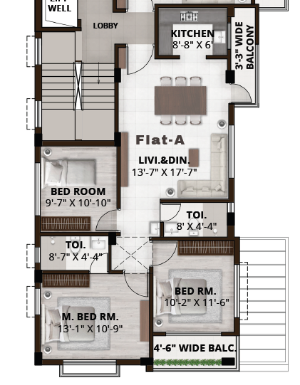 Delta Infra Heights Broadway 3 BHK Floor Plan