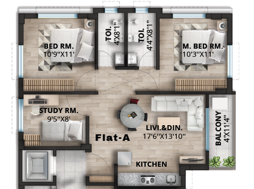 Delta Infra Heights Grove 3 BHK Floor Plan
