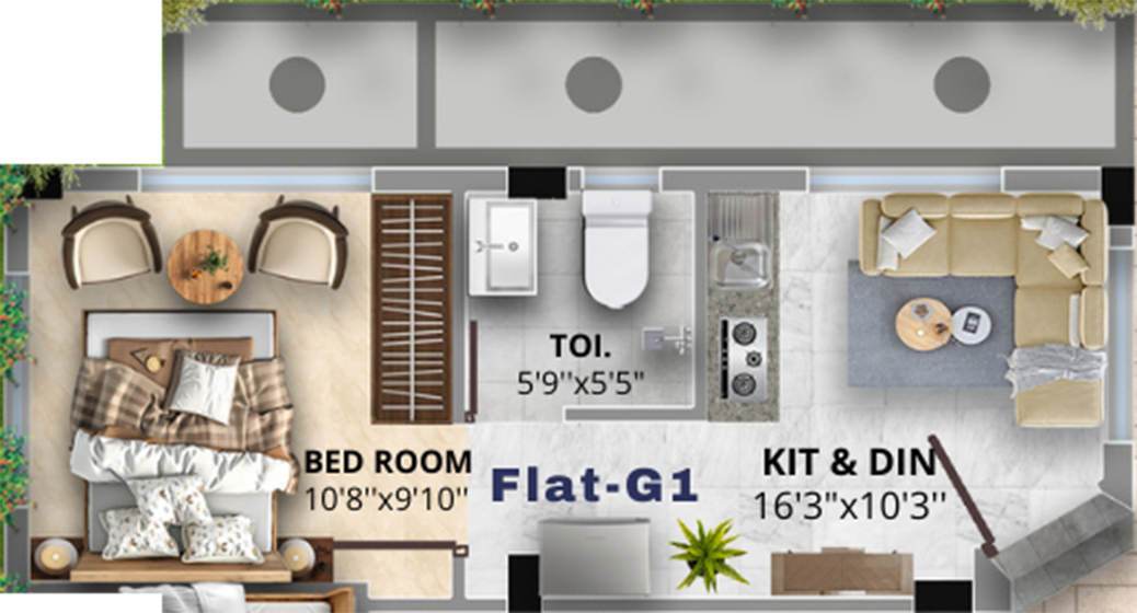 Delta Infra Heights Utsav 1 BHK Floor Plan