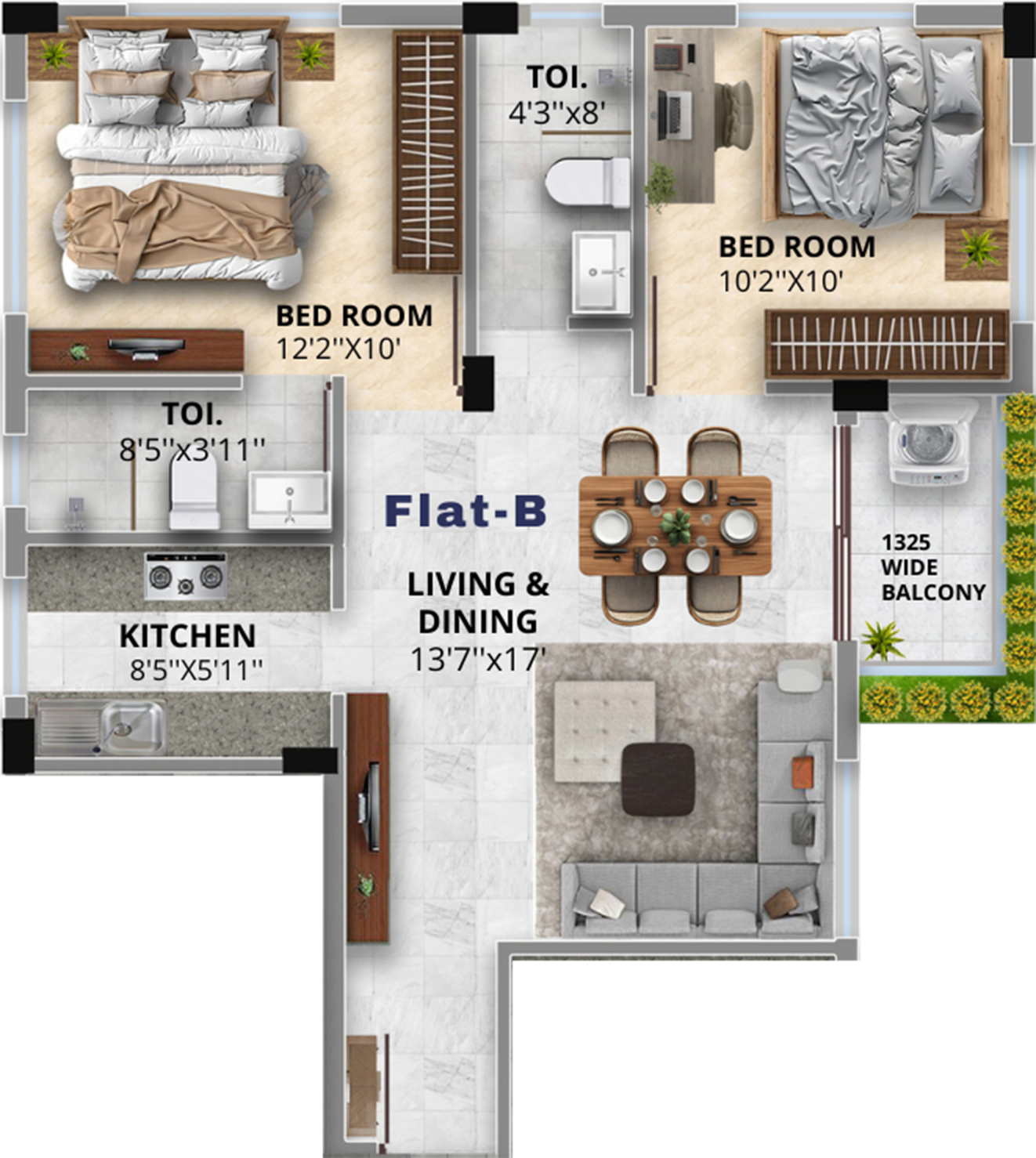 Delta Infra Heights Utsav 2 BHK Floor Plan